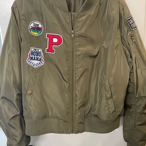 Ci Sono Kids Olive Puffer Jacket with Patches